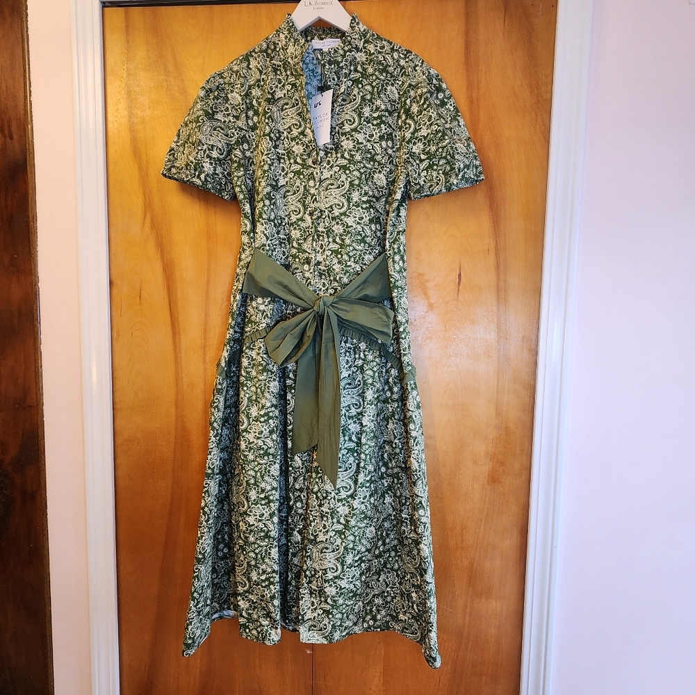 🆕️NWT Taylor Tillman Women's Julie Midi Dress in Olive Paisley, Size S/M, $225 - Picture 3 of 12